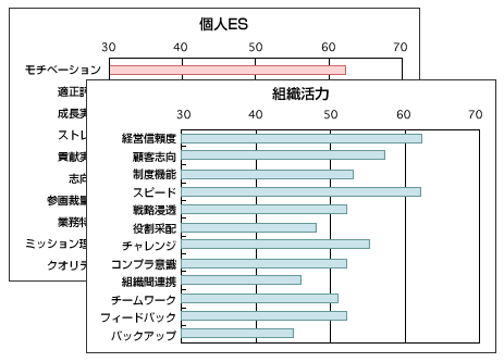 組織活力やESモチベーションの特徴の詳細